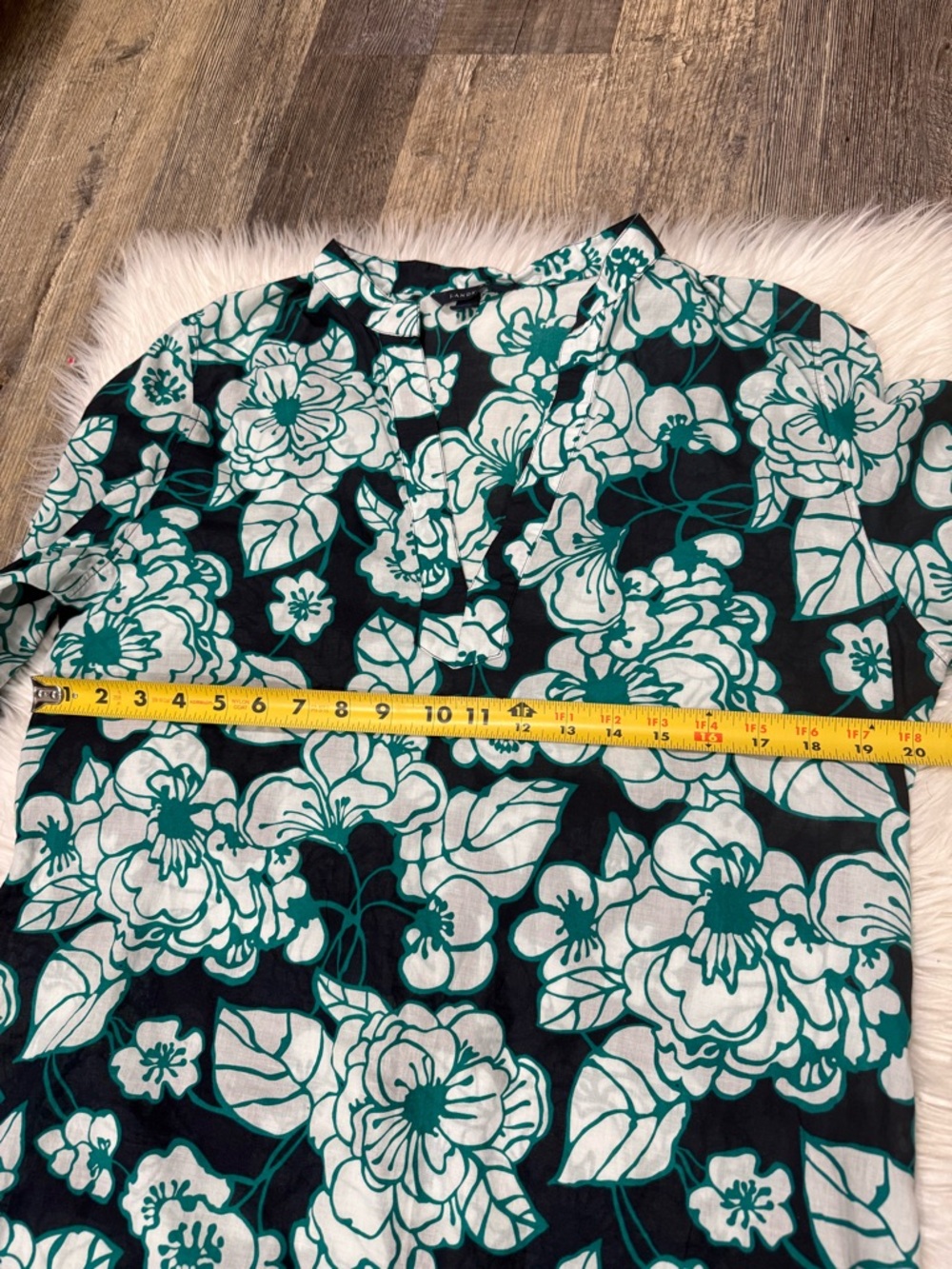 Land’s End shirt tunic cover up dress floral green v-neck medium - Picture 8 of 9